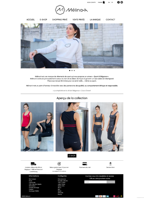 Aperçu du site e-commerce Mélina A
